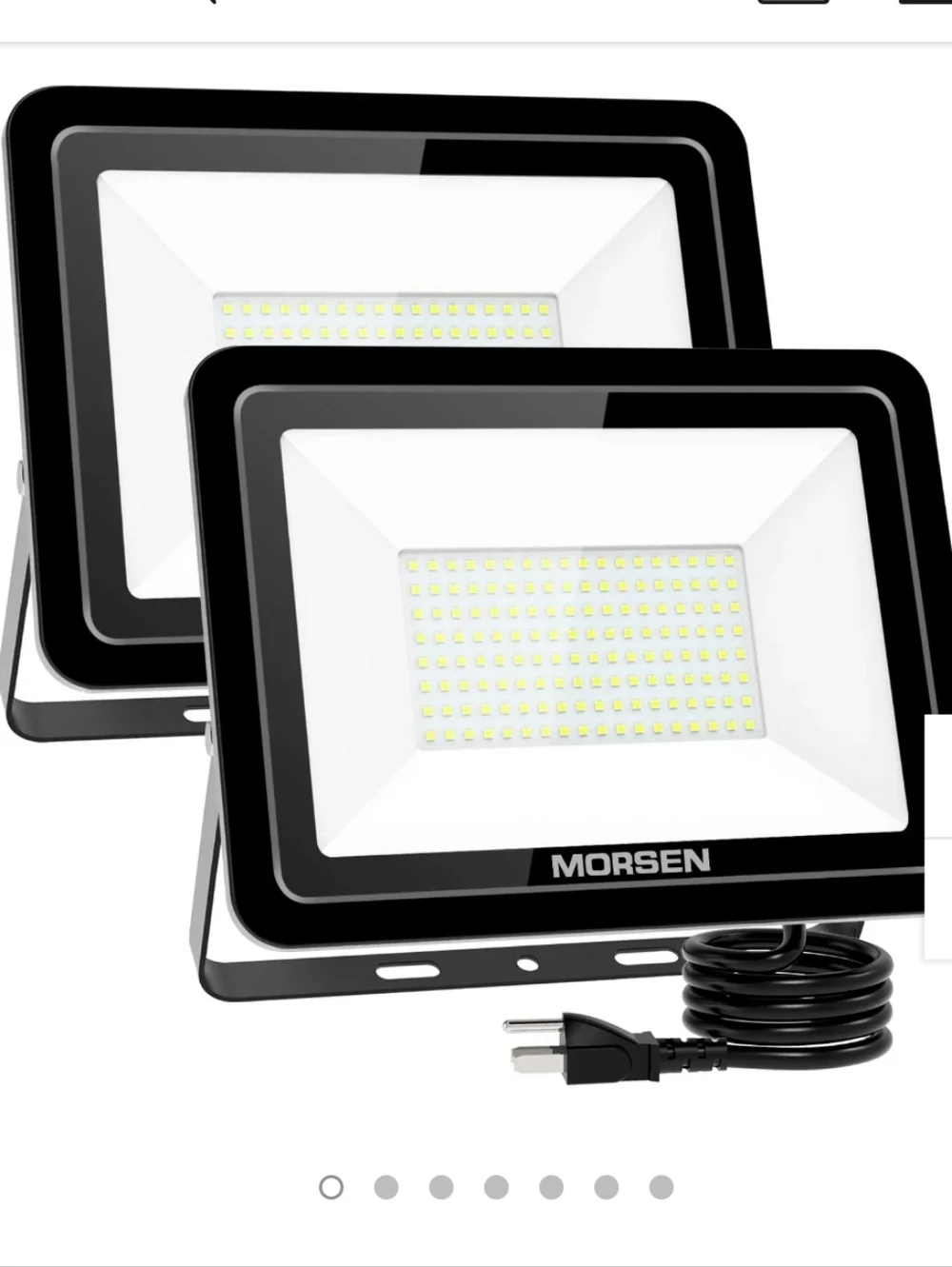MORSEN 2 Pk Led Flood Light, Super Bright Security Lights, UL Certificated Plug